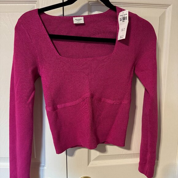 Abercrombie & Fitch Sweaters - BNWT Abercrombie Long-Sleeve Portrait Neck Corset Top, Pink - Size S